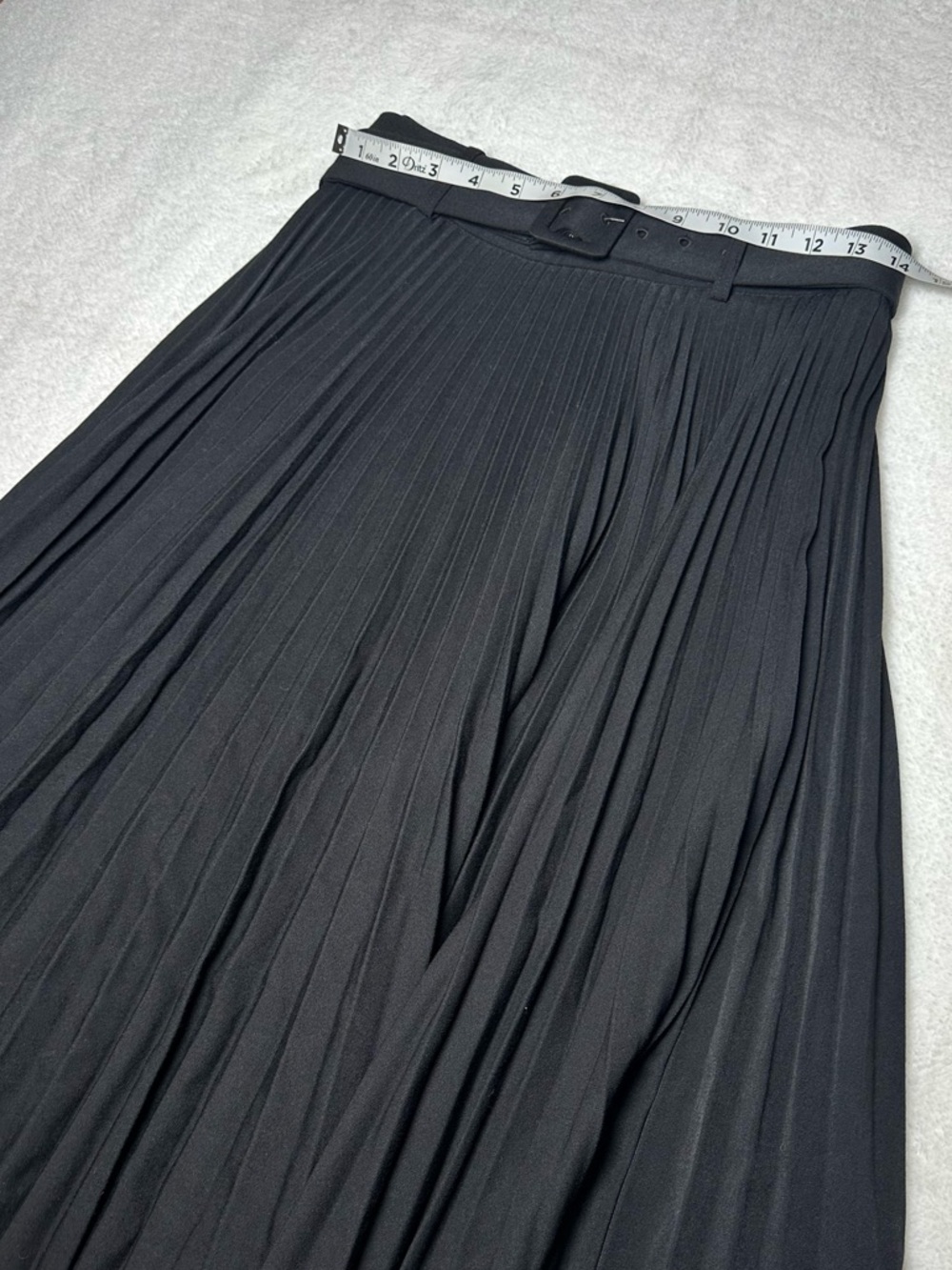 Zara Black Pleated Midi Skirt with Belt - Picture 8 of 8